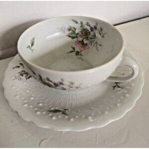 Vintage Limoges Porcelain Tea Cup & Saucer set by Georges Boyer France 1980's